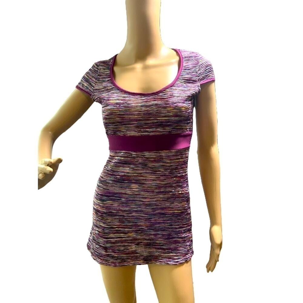 Charlotte Russe Purple Short Sleeve Scoop‎ Neck Bodycon Dress Size Large